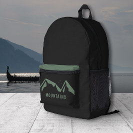 Green Mountains Black Backpack Bedruckter Rucksack