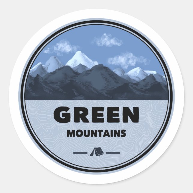Green Mountains Vermont Camping Runder Aufkleber (Vorderseite)
