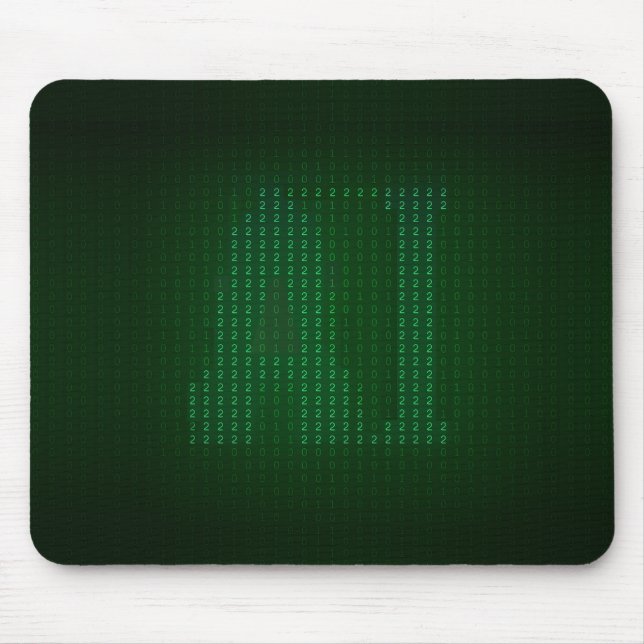 Green mousepad with a hidden message about AI. (Vorne)