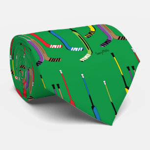 Green Multi Color Hockey Goalie Sticks Krawatte