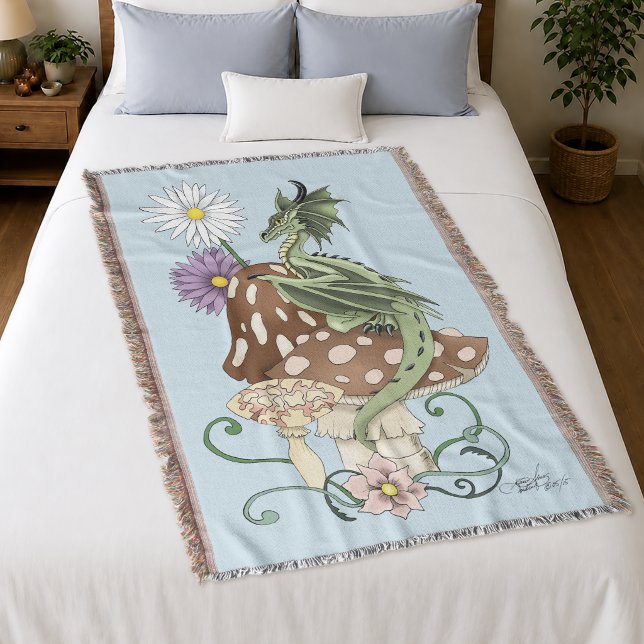 Green Mushroom Dragon Fantasy Blume Decke (Von Creator hochgeladen)