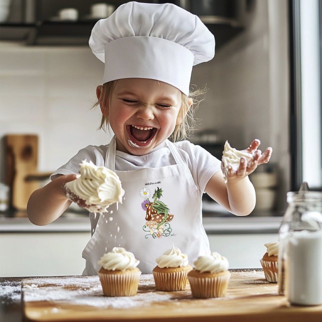Green Mushroom Dragon Fantasy Blume Kinderschürze (Von Creator hochgeladen)