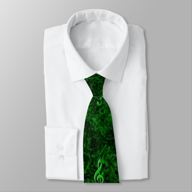 Green Musiknote Symbol Neck Tie Krawatte (Gebunden)
