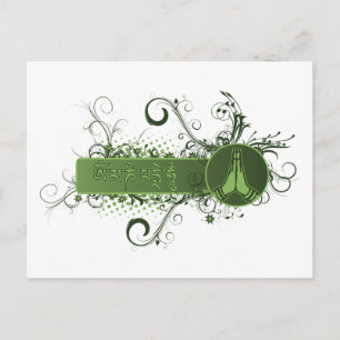 Green Namaste Tibetan Postkarte
