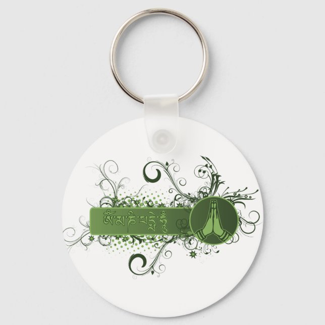 Green Namaste Tibetan Schlüsselanhänger (Vorderseite)