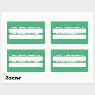 Green Name & Pronoun Labels Rechteckiger Aufkleber