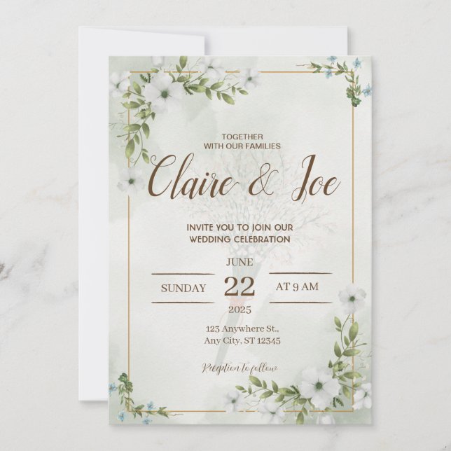 Green Natural Wedding Invitation (Devant)