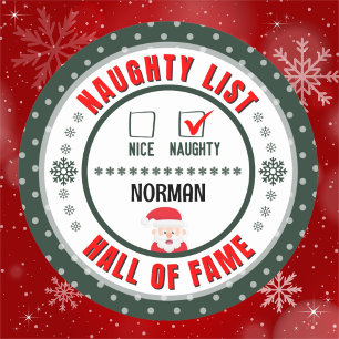 Green Naughty Hall of Fame Weihnachtsaufkleber Runder Aufkleber