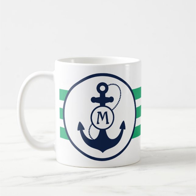 Green Nautical Anchor Kaffeetasse (Links)