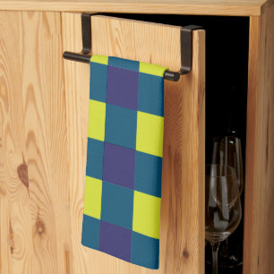 Green Navy Blue Checkerboard Geschirrtuch