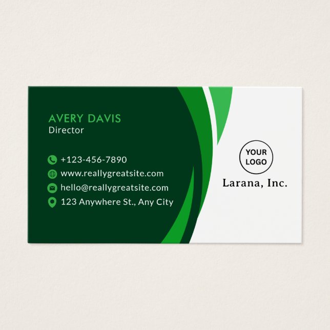 Green & Navy Blue Modern Corporate Business Card (Devant)