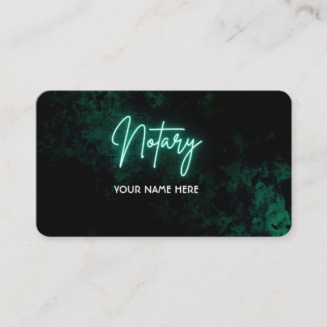 Green Neon Notary Visitenkarte (Vorderseite)
