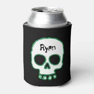 Green Neon Skull Add Name kann Cooler Dosenkühler