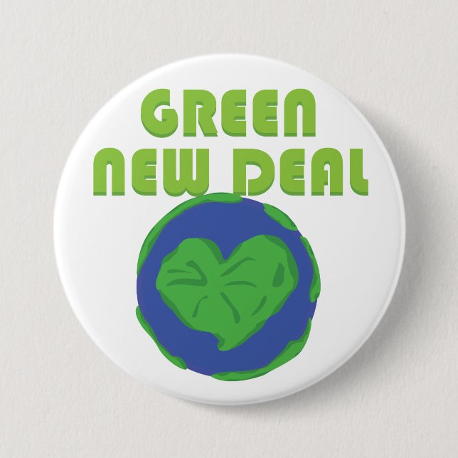 Green New Deal Liebe Earth Heart Button (Vorderseite)