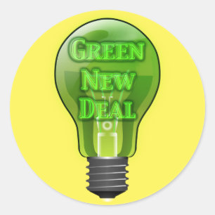 Green New Deal Light Bulb Runder Aufkleber
