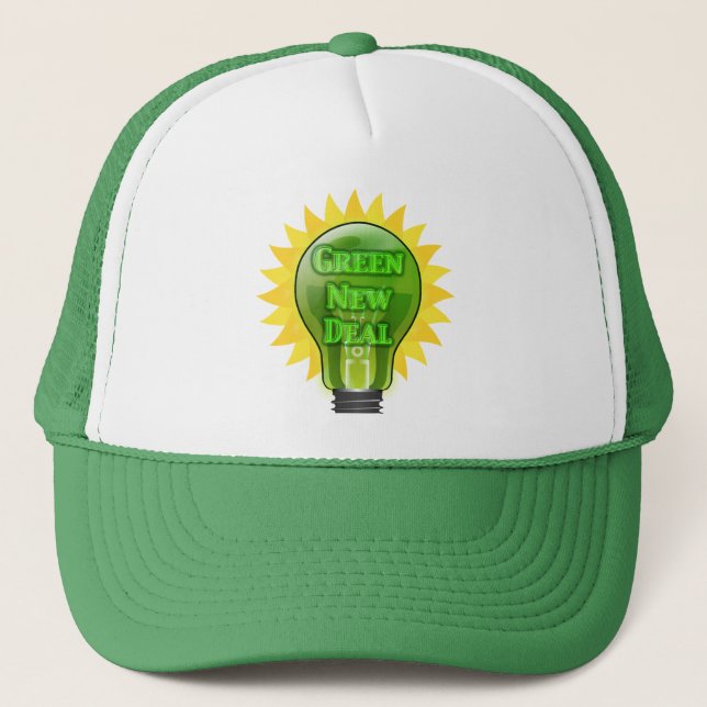 Green New Deal Light Bulb Truckerkappe (Vorderseite)