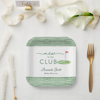 Green New to the Club Golf Theme Baby Shower  Pappteller
