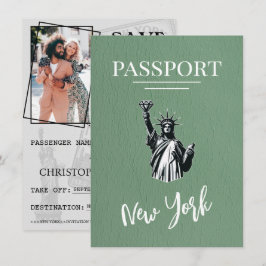 Green New York City Passport Save the Date