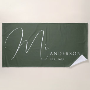 Green Newlyweds Name Personalisiert Honeymoon Strandtuch