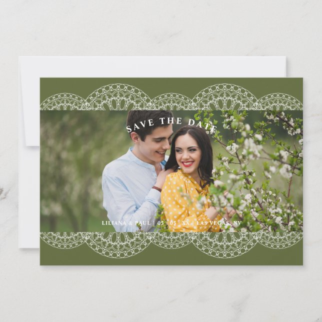 Green Nice Lace Effect Romantic Couple Photo  (Vorderseite)