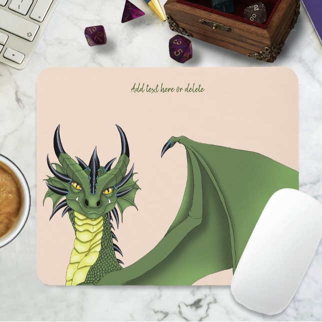 Green Niedlich Dragon Portrait Peach Mousepad (Von Creator hochgeladen)