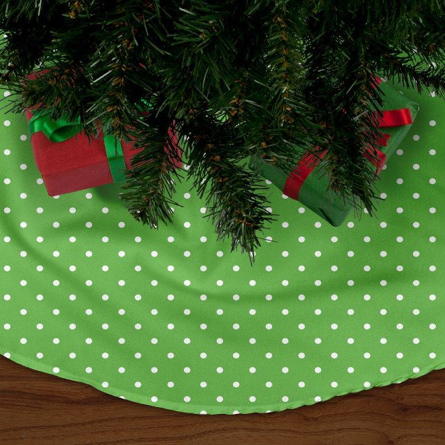 Green Niedlich Polka Dots Fleece Weihnachtsbaumdecke (Von Creator hochgeladen)