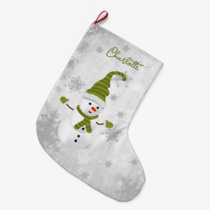 Green Niedlich Snowman Holiday Strumpf Großer Weihnachtsstrumpf