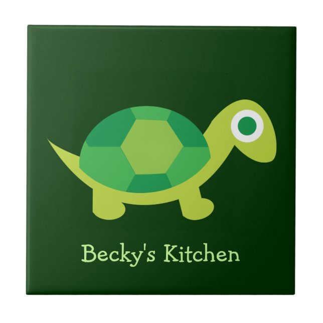 Green Niedlich Turtle | Trivet Tile Fliese (Vorderseite)
