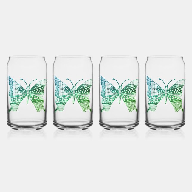 Green Niedlich Zen Butterfly Brillen Dosenglas (Hinten)