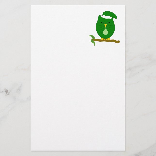 Green Night Owl Design Briefpapier (Vorderseite)