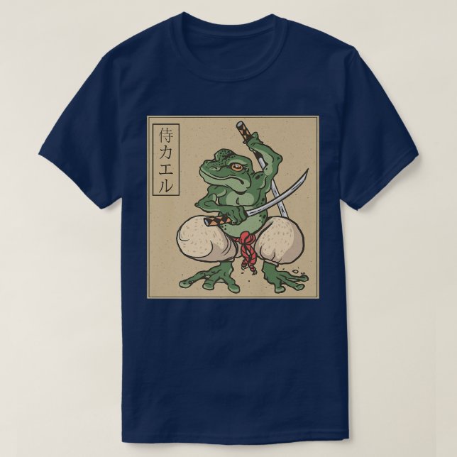 Green Ninja Frog  Samurai  T-Shirt (Design vorne)