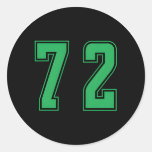Green Number 72 Team Junior Sports Runder Aufkleber