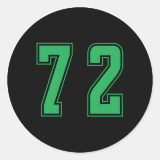 Green Number 72 Team Junior Sports Runder Aufkleber
