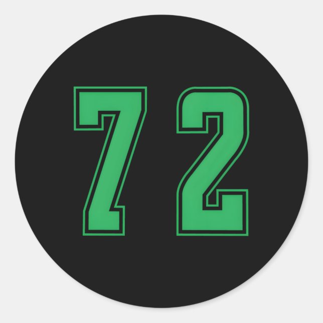 Green Number 72 Team Junior Sports Runder Aufkleber (Vorderseite)