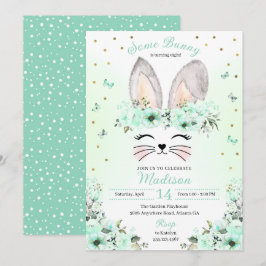 Green Oaster Bunny Blume Geburtstag Einladung