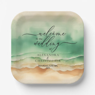 Green Ocean Beach Sand Sea Summer Party Pappteller