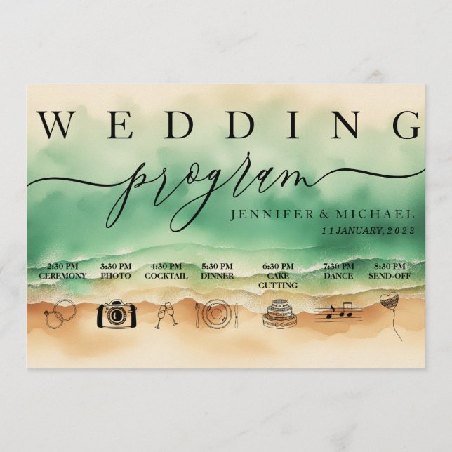 Green Ocean Beach Watercolor Signature Program Programm (Vorderseite)