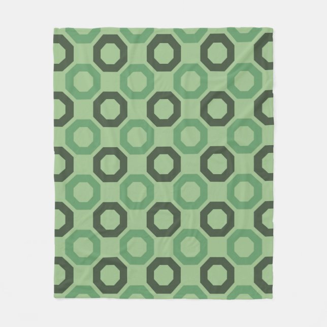 Green Octagon Connected Square Geometrisches Muste Fleecedecke (Vorderseite)