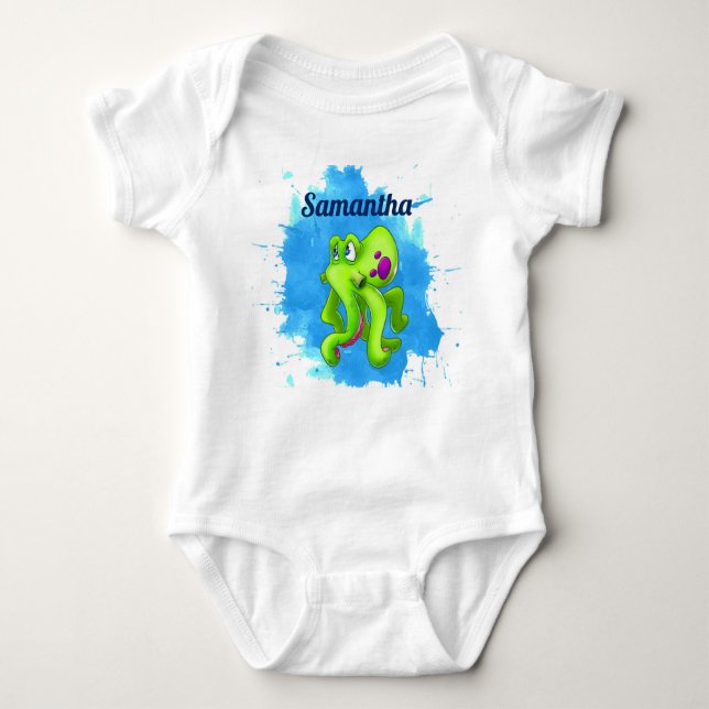 Green Octopus Baby Bodysuit Baby Strampler (Vorderseite)
