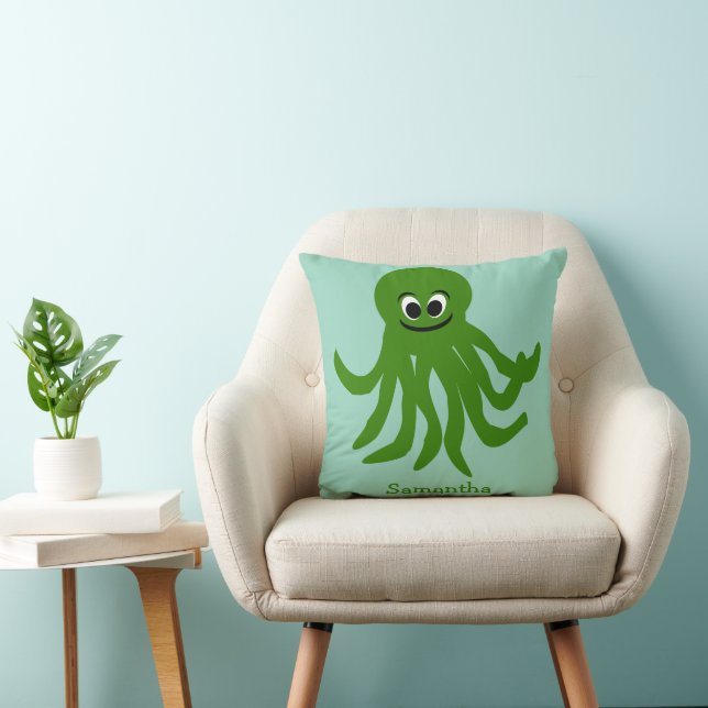 Green Octopus Design Personalised Kissen (Stuhl )