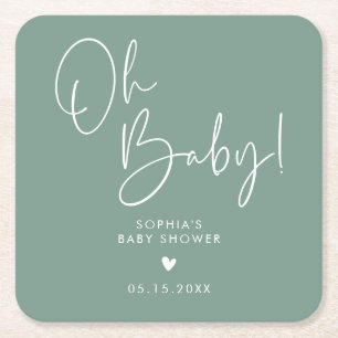 Green Oh Baby Modern Boho Babydusche Rechteckiger Pappuntersetzer