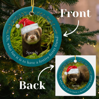 Green Oh, was Spaß Ferret Pet Weihnachten Keramik Ornament