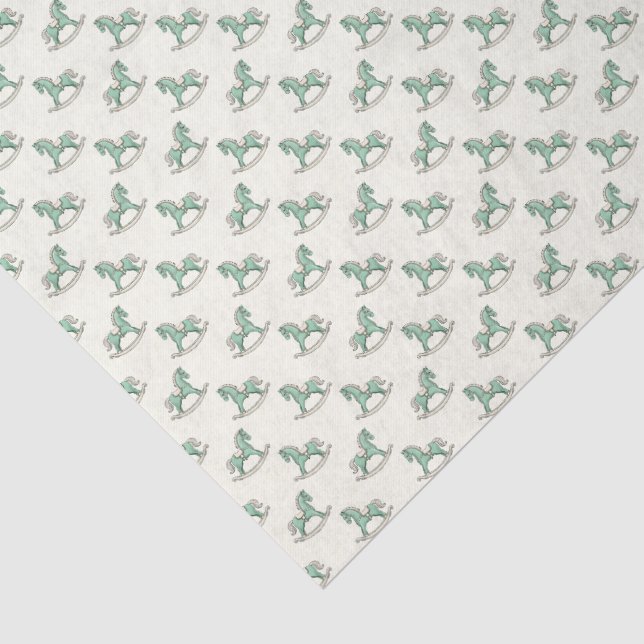 Green Old Fashioned Rocking Horses New Baby Shower Seidenpapier (Ausschnitt)