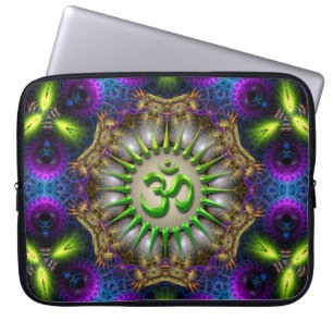 Green OM Lila+Blue Fraktale Notebook-Sieb Laptopschutzhülle