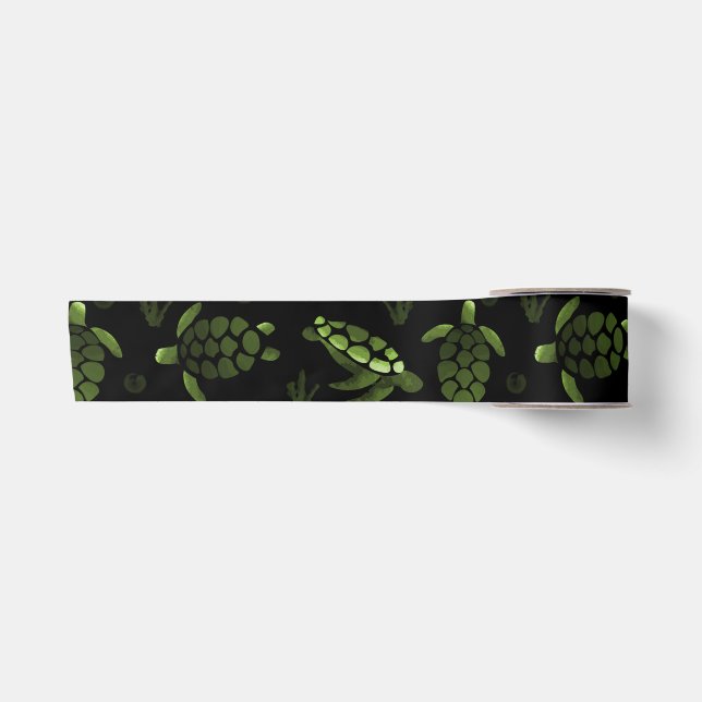 Green Ombre Aquarellmeerschildkröte Satinband (Vorderseite)