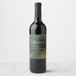 Green Ombre Boho Minimalistisch Wedding Wine Label Weinetikett