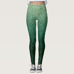 Green Ombre Glitzer Sparkle St. Patrick's Day Leggings
