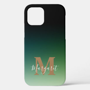Green Ombre Gold Monogram Case-Mate iPhone Hülle