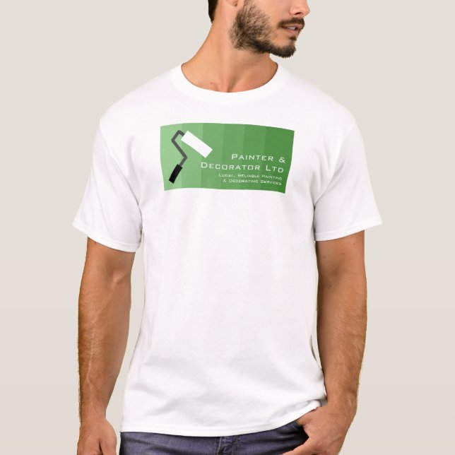 Green Ombre & Paint Roller, Painter & Decorator T-Shirt (Vorderseite)