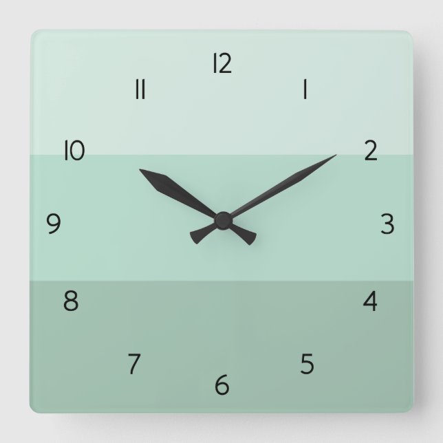 Green Ombre Strip Square Wall Clock Quadratische Wanduhr (Vorderseite)
